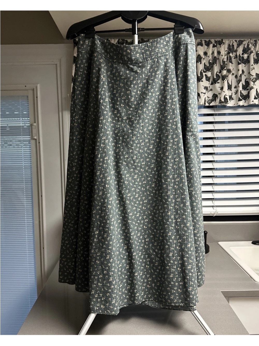 Madewell Green Floral A-Line Maxi Skirt